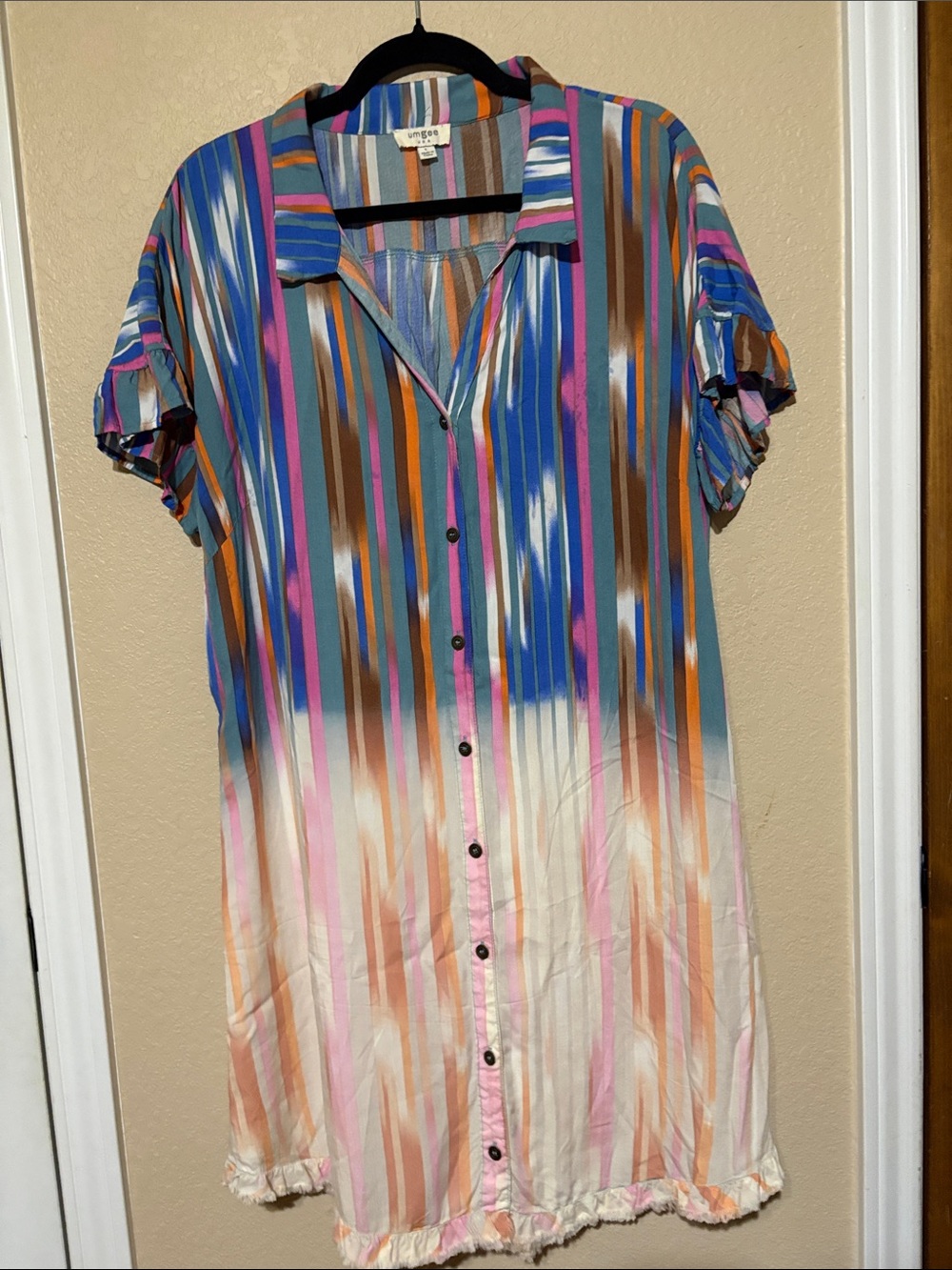 Umgee Striped Multicolor Shirt Dress